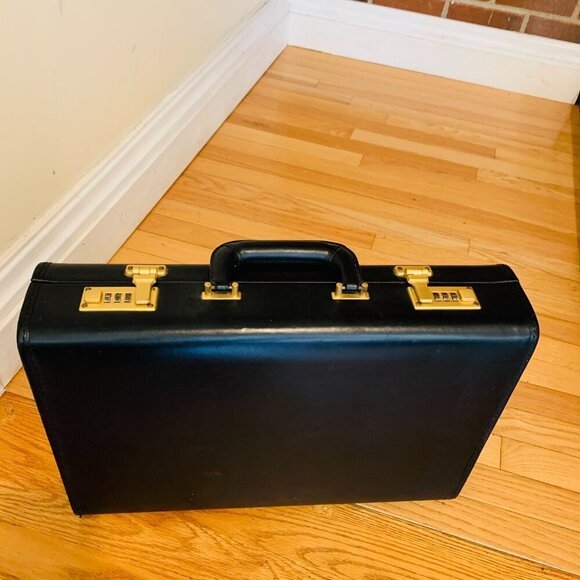 Coach Black Leather Hard Sided 4.5" Briefcase Rare Nos Vintage Made In The USA. - Picture 6 of 16